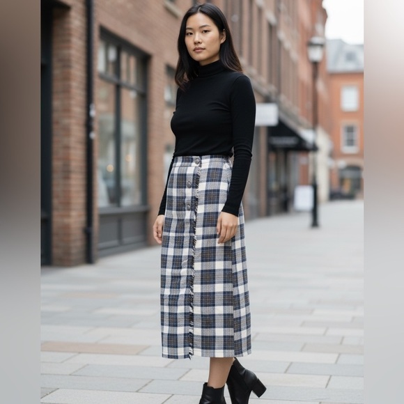 Surrey Dresses & Skirts - Surrey Classic Vintage Wool midi wrap plaid skirt medium